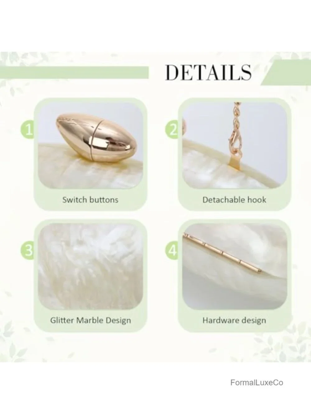 Shell Shaped Acrylic Clutch Metallic Evening Bag Party Formal